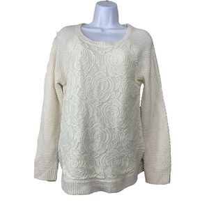 Cloud Chaser Womens Chunky Sweater‎ Size XL Lace Roses Cottagecore Feminine